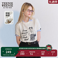 TEENIE WEENIE 小熊2024年夏季圆领大熊短袖T恤宽松时髦女休闲 乳白色 165/M