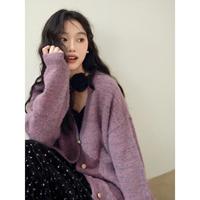 温柔慵懒风毛衣外套女2024秋季软糯奶fufu针织衫开衫