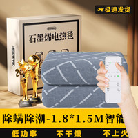 电热毯单人冬季加热毯双控智能调温宿舍家用电褥子双人电热毯 灰条纹1.8M*1.5M双人双控