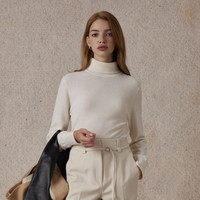 【100%绵羊毛】Eland衣恋毛衣女柔软舒适休闲高领上衣2024冬 象牙白/白色(39)Ivory M/165