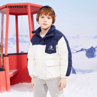 CONVERSE 匡威 儿童装男女童短款保暖羽绒服2024冬季新款中大童加厚外套 藏青蓝 150/72