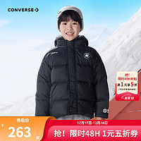 Converse 匡威童装男女童短款羽绒服冬季儿童保暖上衣 正黑色 130(7/6X)