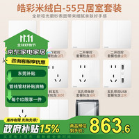 西门子（SIEMENS）开关插座居室套装 大面板奶油风55只套装 皓彩米绒白