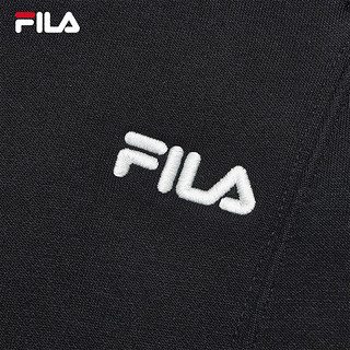 FILA 斐乐女士针织长裤2024冬季休闲宽松加绒抗菌阔腿裤 正黑色-BK 2XL