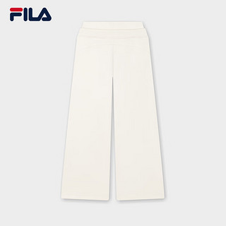 FILA 斐乐女士针织长裤2024冬季休闲宽松加绒抗菌阔腿裤 蒸汽白-IV 4XL