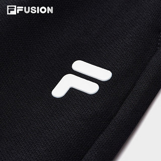 FILA FUSION斐乐潮牌针织长裤女2024秋季时尚简约宽松休闲裤 正黑色-BK XS