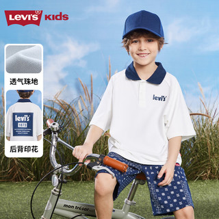 Levi's 李维斯童装短袖T恤夏季男童廓形polo衫儿童短T 奶白 150/72(M)