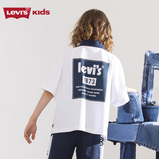Levi's 李维斯童装短袖T恤夏季男童廓形polo衫儿童短T 奶白 150/72(M)