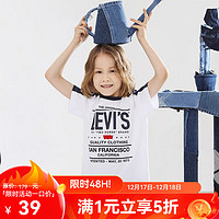 Levi's 李维斯 童装男童短袖T恤夏季儿童纯棉舒适针织休闲上衣 奶白 160/76(L)