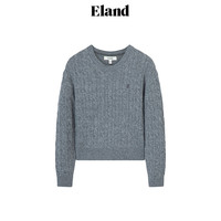 ELAND衣恋绞花毛衣女羊毛混纺休闲短款针织衫2024春季EEKWE11R04 中灰色(18)M/Grey L/170