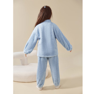 笛莎（DEESHA）童装女童温暖云朵绒家居服2024冬季小女孩外出居家睡衣套装 蓝色 120