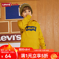 Levi's 李维斯 童装春秋款装男童女童卫衣儿童经典logo连帽上衣 天然金 130/64(7)