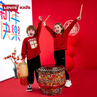 Levi's【新年系列】儿童红色卫衣2025新年春季男童女童童装拜年服 辣椒红 130/64