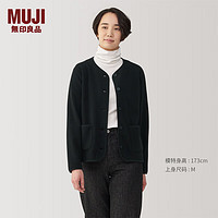 无印良品（MUJI）女式 抓绒 无领开衫 女外套秋冬款长袖 可外穿 保暖BB2QRA4A 黑色 M 160/84A