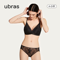 ubras倾慕蕾丝背勾文胸内衣女性感蕾丝女士无钢圈胸罩 黑色--简洁版单件文胸 M