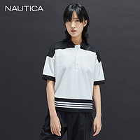 NAUTICA 诺帝卡 黑帆限量女装休闲撞色翻领宽松短袖POLO衫01KC95