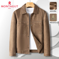 梦特娇(MONTAGUT)秋季胸前双口袋工装夹克男耐穿仿麂皮外套旷野美拉德