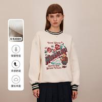 【加绒】卫衣女秋冬款撞色印花圆领加厚保暖卫衣女