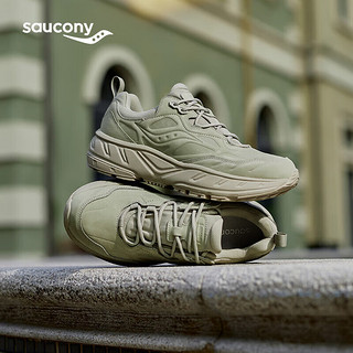 saucony 索康尼 男女运动休闲鞋CYBER WEB皮面保暖厚底缓震舒适灰绿40