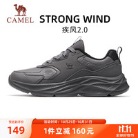 骆驼（CAMEL）运动男鞋革面防泼轻便软底慢跑鞋子 X14C30L4625 石板灰 44