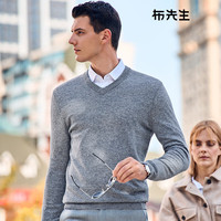 Mr.BuMrBuV领羊绒衫男 冬季纯色简约柔滑舒适羊绒T恤BT11126 中花灰 L/175