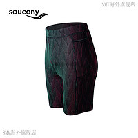 saucony 索康尼 4D跑步压缩短裤马拉松运动炫彩紧身短裤SC22490 炫彩波浪坑条色组-男 2XL