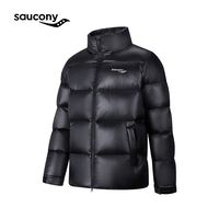 Saucony索康尼男子羽绒服外套亮黑色城市通勤冬季防风保暖
