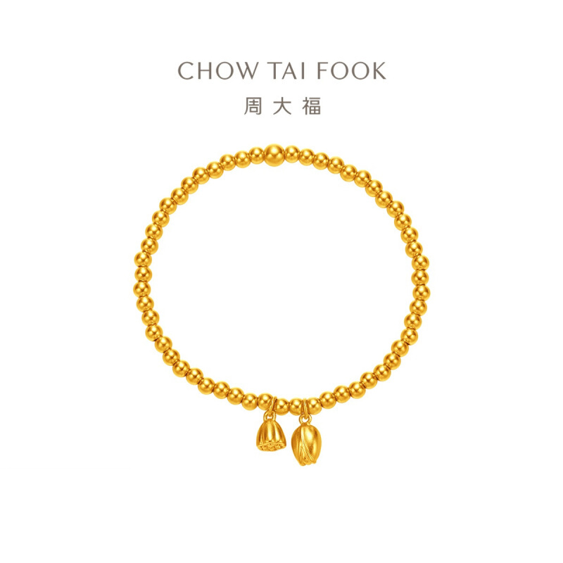 CHOW TAI FOOK 周大福 传承系列 F235148 荷花莲心足金手链