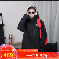 CAMEL骆驼女装冲锋衣2024春秋防风防水三合一可拆卸抓绒内胆两件套 幻影黑，男女同款 XXL