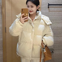 劲司 加厚保暖连帽羽绒棉服女2024秋冬季新款小个子显瘦百搭学生外套潮