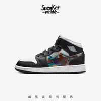 耐克(Nike)Air Jordan 1 Mid 黑白熊猫 涂鸦 中帮篮球鞋 DR9495-001 36.5
