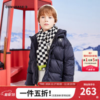匡威（Converse）儿童装男童短款羽绒服秋冬保暖上衣中大童连帽加厚红色外套