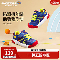 SKECHERS 斯凯奇 童鞋宝宝鞋子1-3岁男女学步鞋春秋防踢飞机翼运动鞋407321N 男童-蓝色-多彩色-BLMT 单层 25码