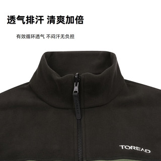 探路者（TOREAD）抓绒服户外保暖舒适透气抗静电休闲外套男女款2024年秋冬 男-TACCBM91728-松绿黑色 3XL