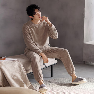 洁丽雅2024超软糯高品质绒绒睡衣家居服女秋冬加厚珊瑚绒套装可外穿 男款 3XL男码