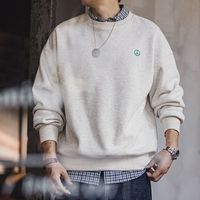 马登 MADEN工装美式休闲灰色圆领加绒卫衣基础宽松落肩打底上衣男秋冬季