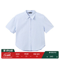 SPAO 韩国同款2024年夏季女士时尚翻领纯色短袖衬衫SPYSE37W02 蓝色 160/84A/S