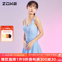 洲克（ZOKE）新款泳衣女连体裙式花色轻奢游泳衣保守遮肚显瘦沙滩度假温泉泳装 蓝底白点 XL