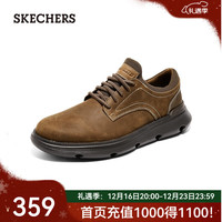 斯凯奇(Skechers)秋冬季男鞋一脚蹬休闲鞋柔软缓震耐脏皮鞋通勤商务鞋204702
