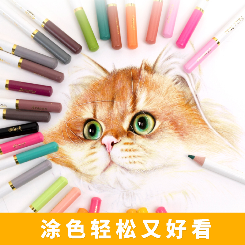 飞乐鸟油性彩铅72色专业绘画48色36色初学者美术生涂色手绘彩色铅笔套装用成人儿童画画马克油性笔