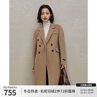 自巧小个子气质正肩黑色纯羊毛双面呢大衣女冬季新款毛呢西装外套