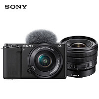 SONY 索尼 ZV-E10L 微单相机+10-20mm F4双镜头套装 美肤拍照 颜值机身 精准对焦 黑色