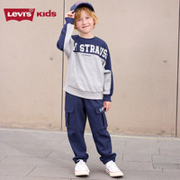 Levi's李维斯儿童套装男女童套装秋季套头卫衣长裤2件套衣服 深靛蓝 110/52