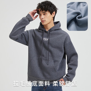 卫衣男款春秋款男生加绒连帽衫美式宽松秋冬季潮牌加厚上衣服2024 HD03圆领 灰绿色 S