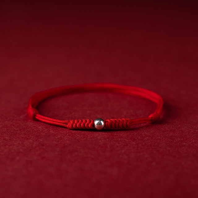 大善堂 蛇年本命年纯银转运珠红绳手链 女款手围15-17cm D4984