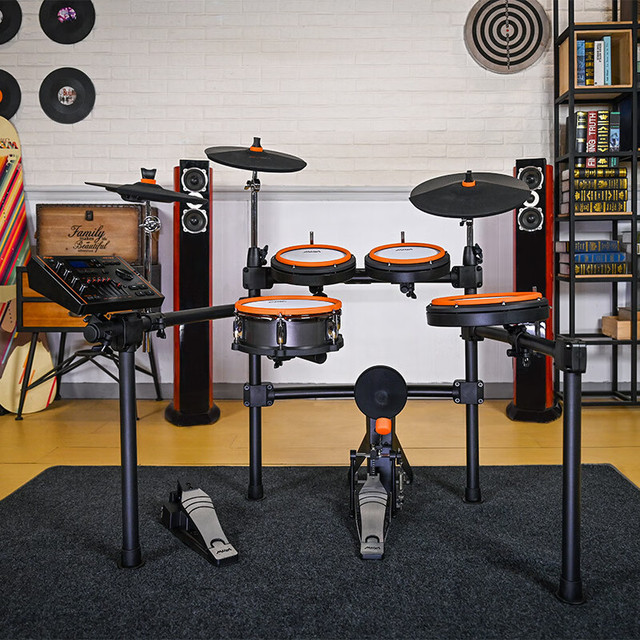 美得理魔鲨MZ723/726网面电子鼓家用款练习架子鼓成人演出MZ723热力橙+