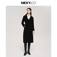 NEXY.CO 奈蔻 24秋冬新款通勤西装领领中长款毛呢大衣女