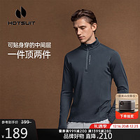 HOTSUIT 后秀 长袖T恤男秋冬运动休闲修身上衣保暖加绒防寒暖格绒 城堡岩灰 2XL