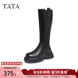 TATA 他她 2024冬时尚休闲切尔西靴女WJZ05DG4 黑(鞋底蓝) 36