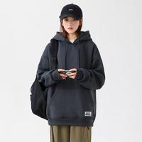加绒可选纯色宽松运动百搭显瘦连帽休闲潮流连帽加绒长袖卫衣女